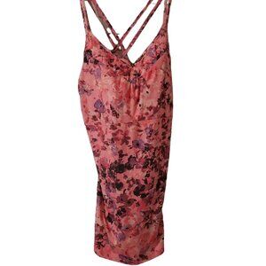 REI Womens Floral Print Strappy Athletic Tank Top/Swim Top Size 16 Coral/Pink